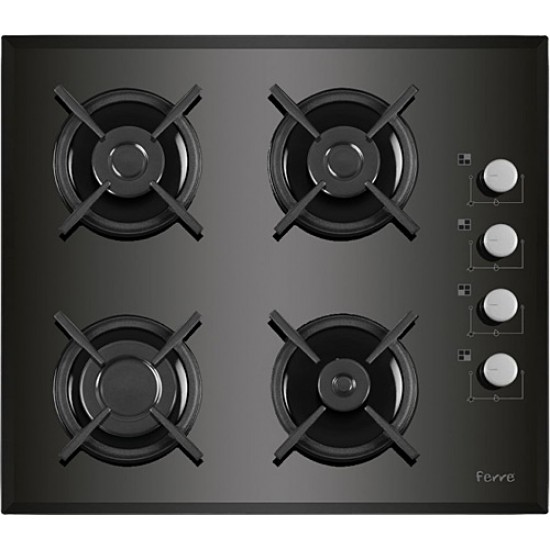 Ferre B-1140 Ce 60 Cm Siyah 4 G. D.Gazlı Cam Ankastre Ocak