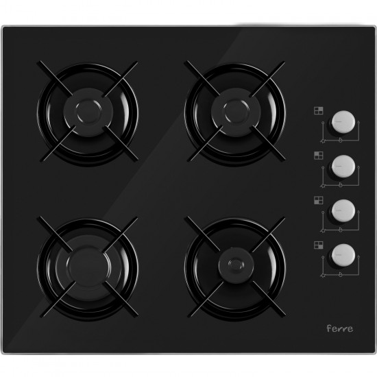Ferre S-2140-Ce 60 Cm Siyah 4 G. D.Gazlı Cam Ankastre Ocak
