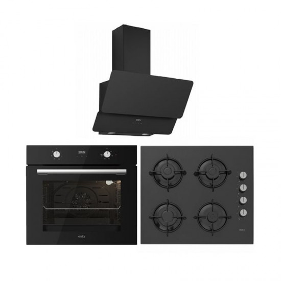 Esty Siyah Cam Dijital Turbo Ankastre Set