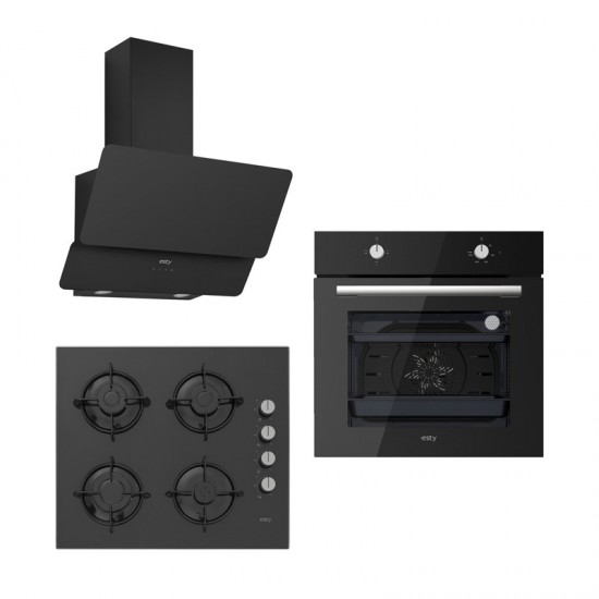 Esty Siyah Cam Turbo Mekanik Ankastre Set